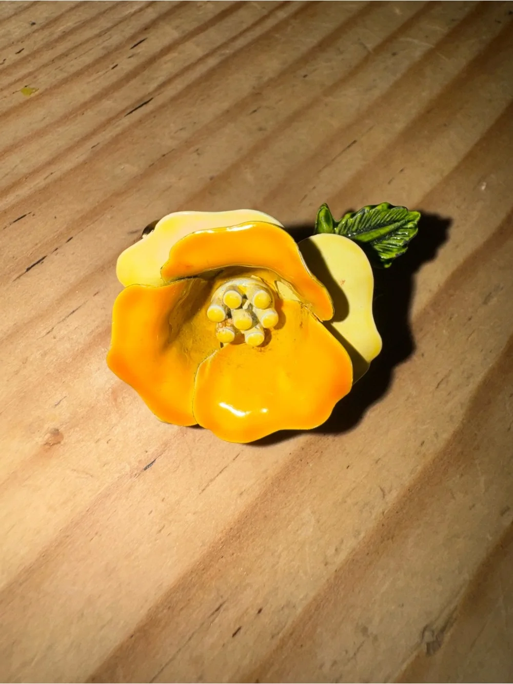 Yellow Enamel Metal Flower Accent Pin broach